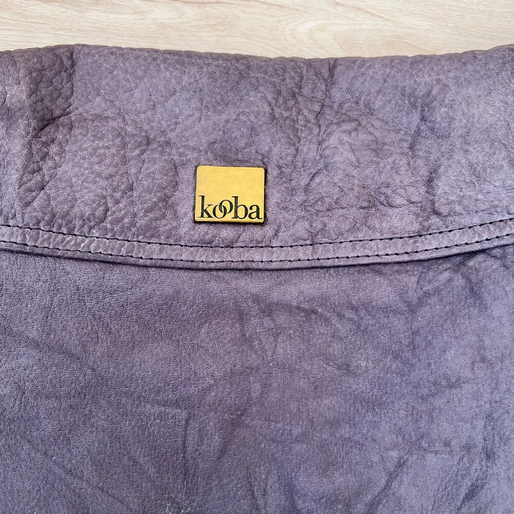 Kooba MEG Genuine Washed Leather Shoulder Bag Hinge Cutout Strap in Lavender